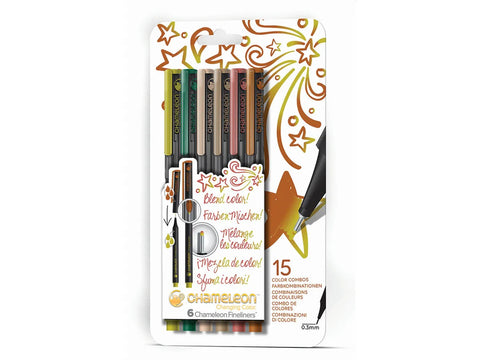 CHAMELEON Fineliner Set 0.3mm FL0602 6 Farben Nature Kugelschreiber Papedis 