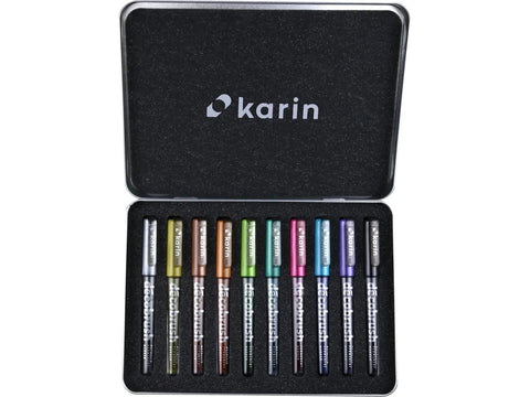 KARIN Deco Brush Metallic 28Z1 Metall Box 10 Stück Kugelschreiber Papedis