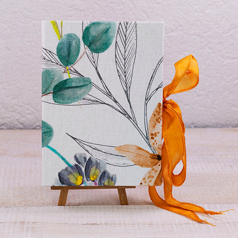 Notizbuch - Floral petrol mit Seidenband Notizbuch Kreativ Werkstatt 24