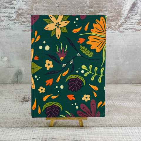 Notizbuch - Herbstgarten Notizbuch Kreativ Werkstatt 24 Kapitalband grün