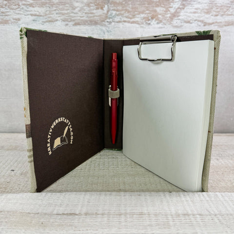 Stoffbezogenes Klemmbrett als Ordner 16 x16 cm - Waldtiere Notizblock Kreativ Werkstatt 24
