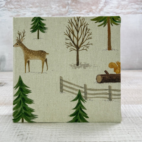 Stoffbezogenes Klemmbrett als Ordner 16 x16 cm - Waldtiere Notizblock Kreativ Werkstatt 24