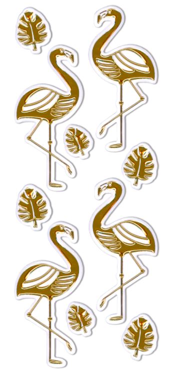 Sticker - Flamingo - Monsterblätter (Goldkontur) Sticker Rössler 