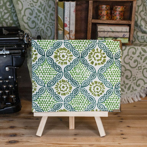 Stoffbezogenes Klemmbrett als Ordner 23x17 cm - Muster grün Notizblock Kreativ Werkstatt 24 