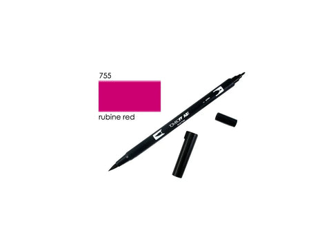 TOMBOW Dual Brush Pen ABT | Farbset zur Frühlingswiese Kollektion Kugelschreiber Papedis rubinrot ABT 755 